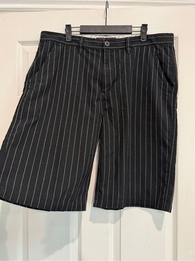 Tony Hawk Black Pinstripe Flat-Front Shorts